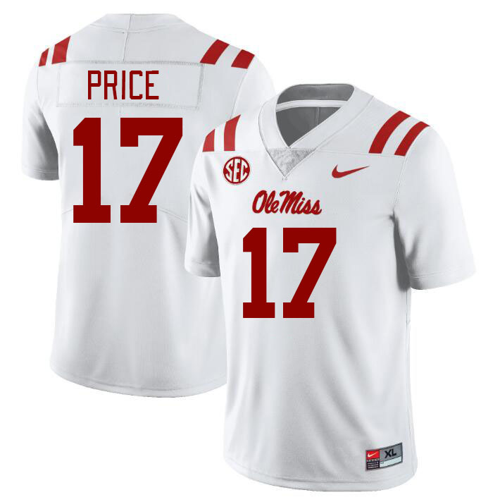 Ole Miss Rebels #17 Devin Price College Football Jerseys Stitched Sale-White